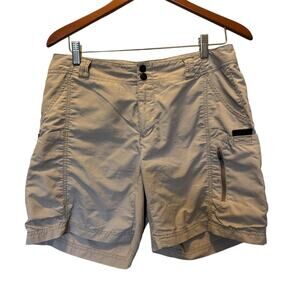 REI Women's Brown tan Mid Rise Flat Front Outdoor Hiking Cargo Shorts Sz XL